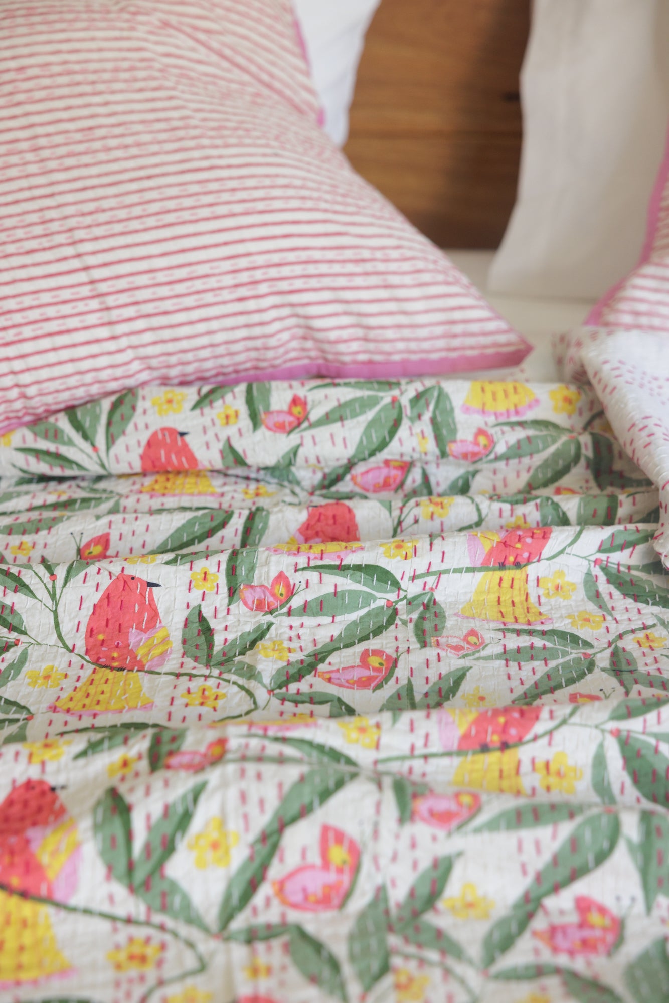 Kantha Quilt Morning Birds