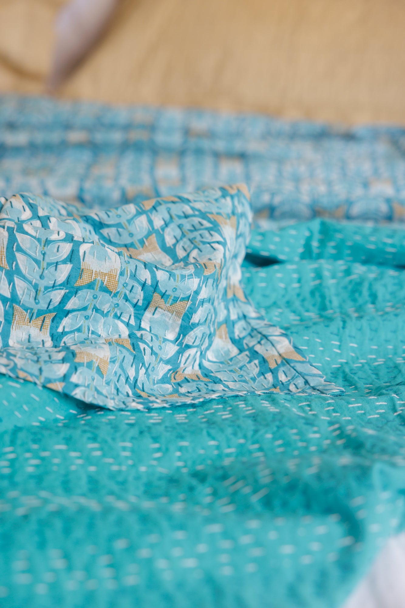 Kantha Quilt Tulipa Turquoise
