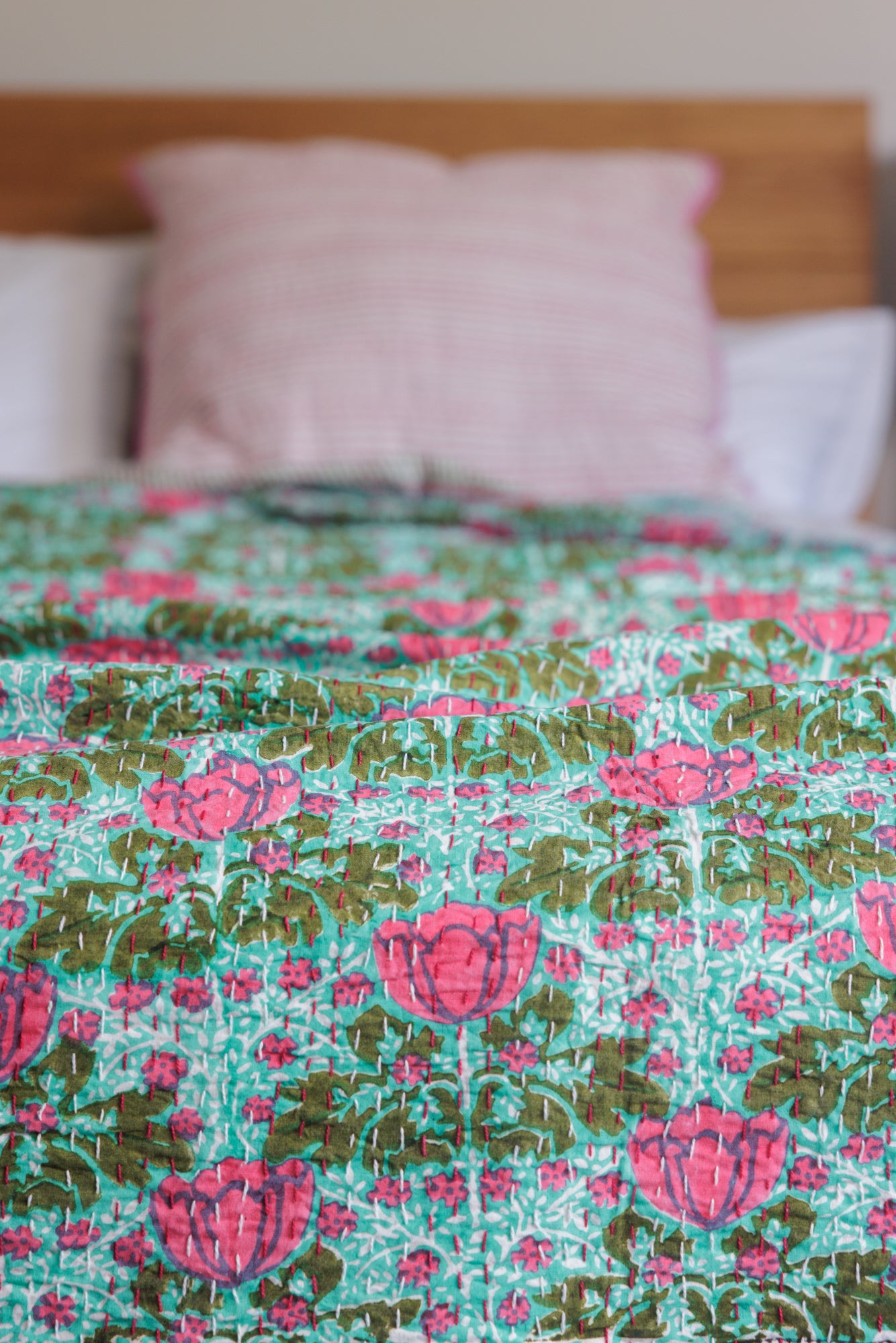 Kantha Quilt Garden Poppies
