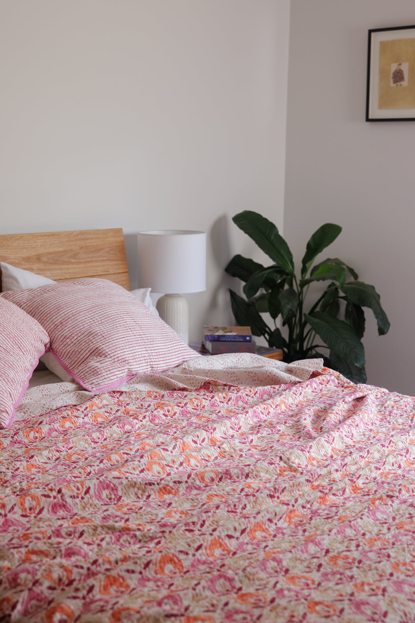 Kantha Quilt Rosebloom Leaves