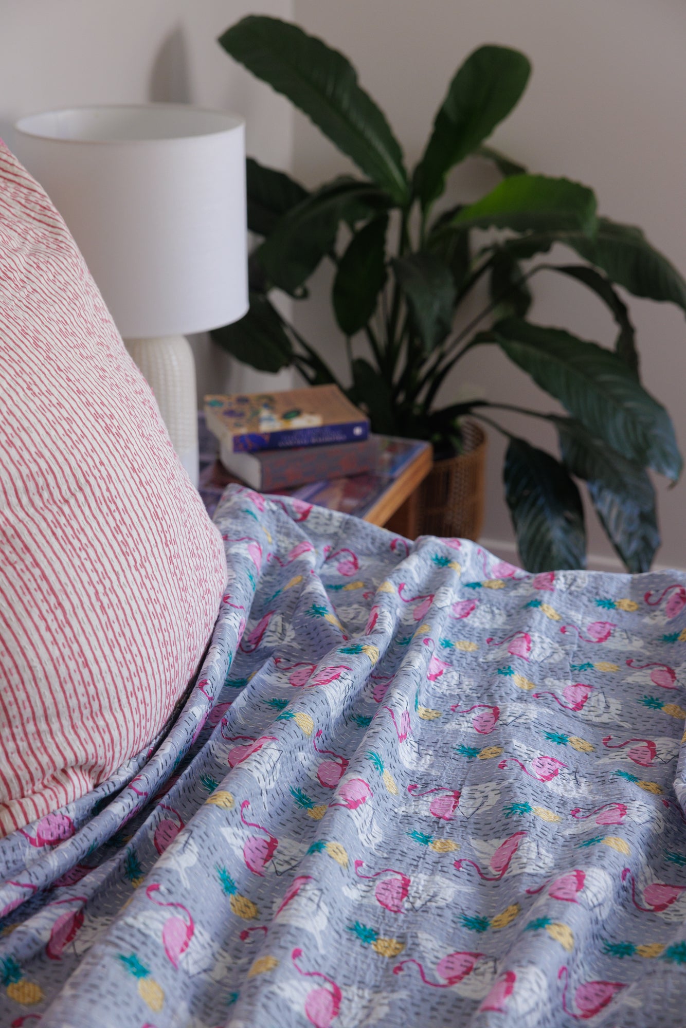 Kantha Quilt Flamingo Moonwalk