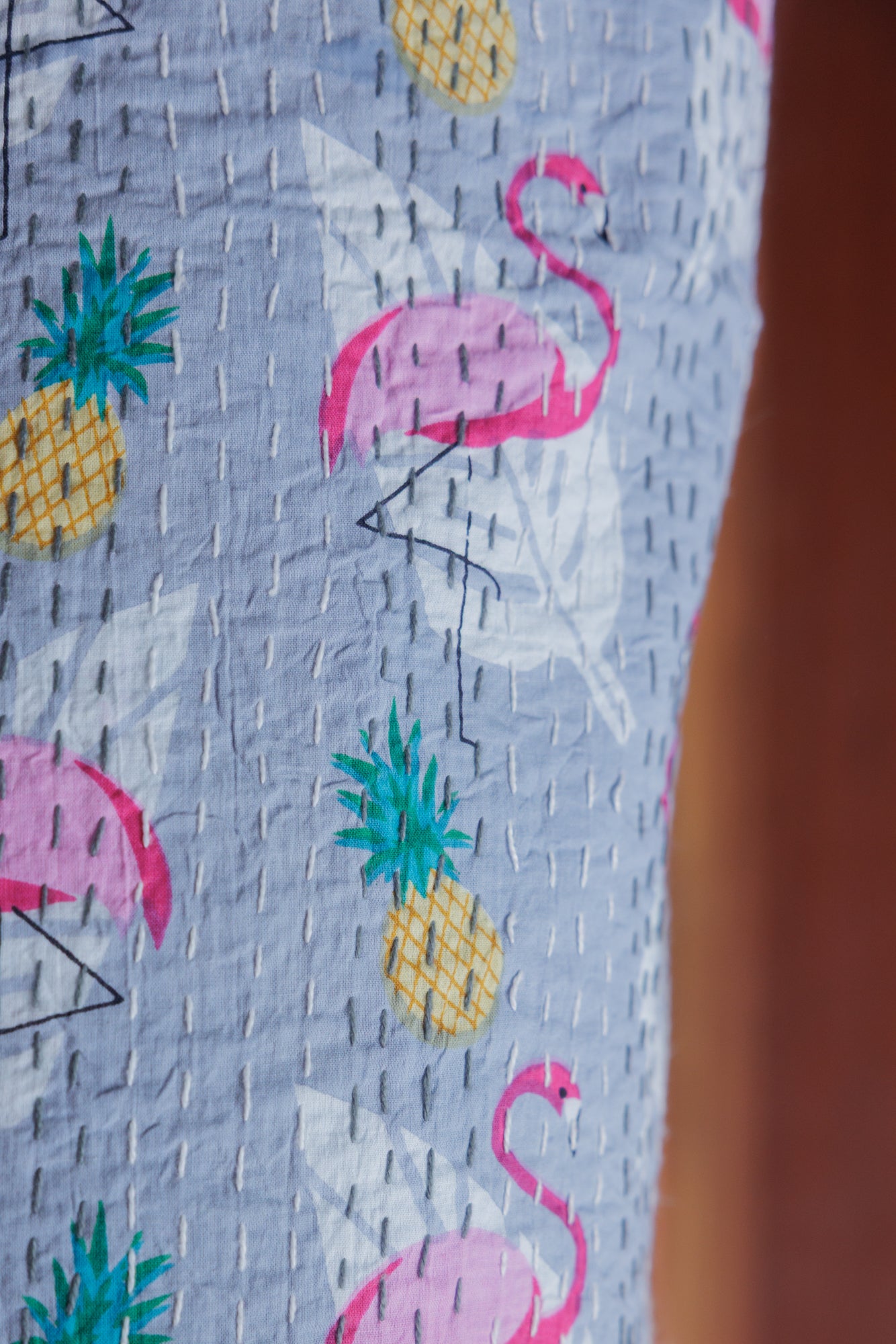 Kantha Quilt Flamingo Moonwalk