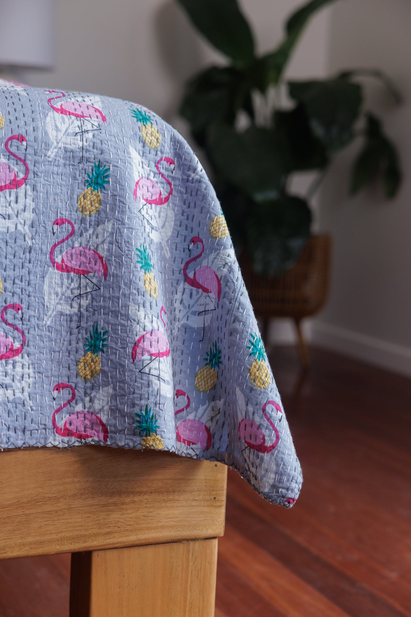 Kantha Quilt Flamingo Moonwalk