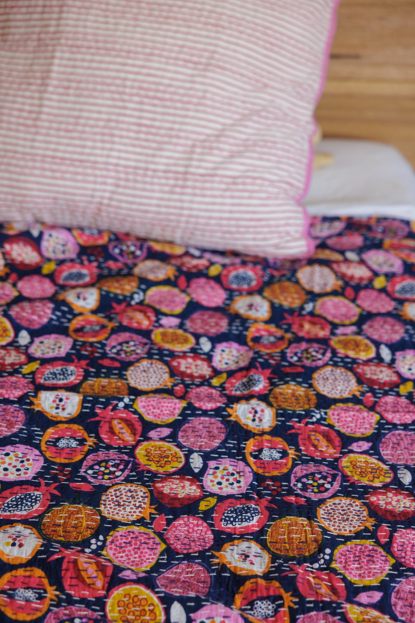 Kantha Quilt Pomengranate