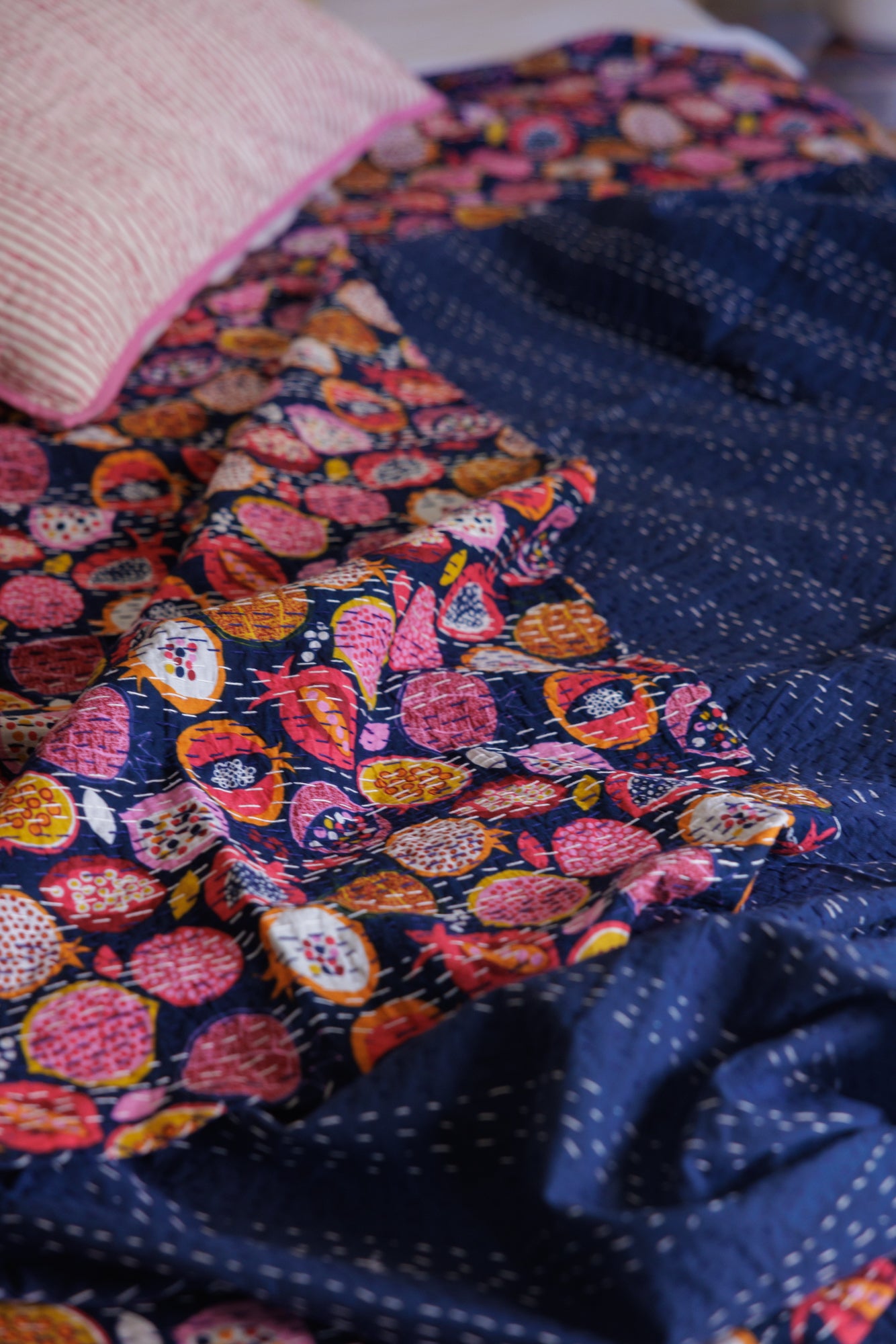 Kantha Quilt Pomengranate