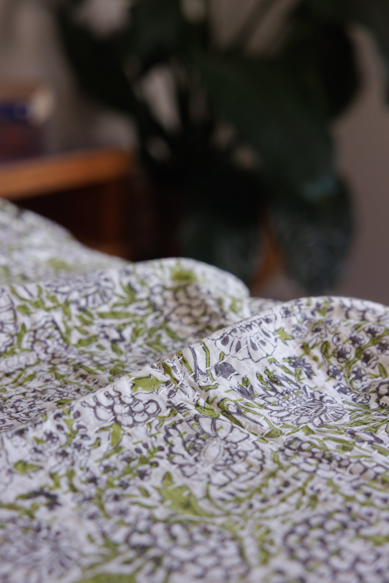 Kantha Quilt Floral Greens