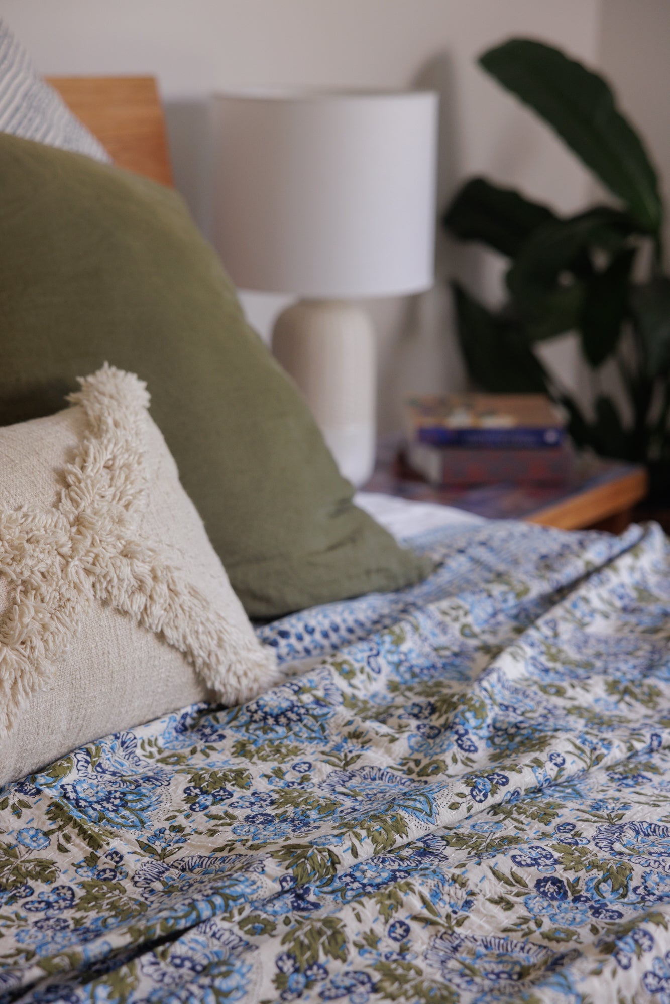 Kantha Quilt Seaside Flowers