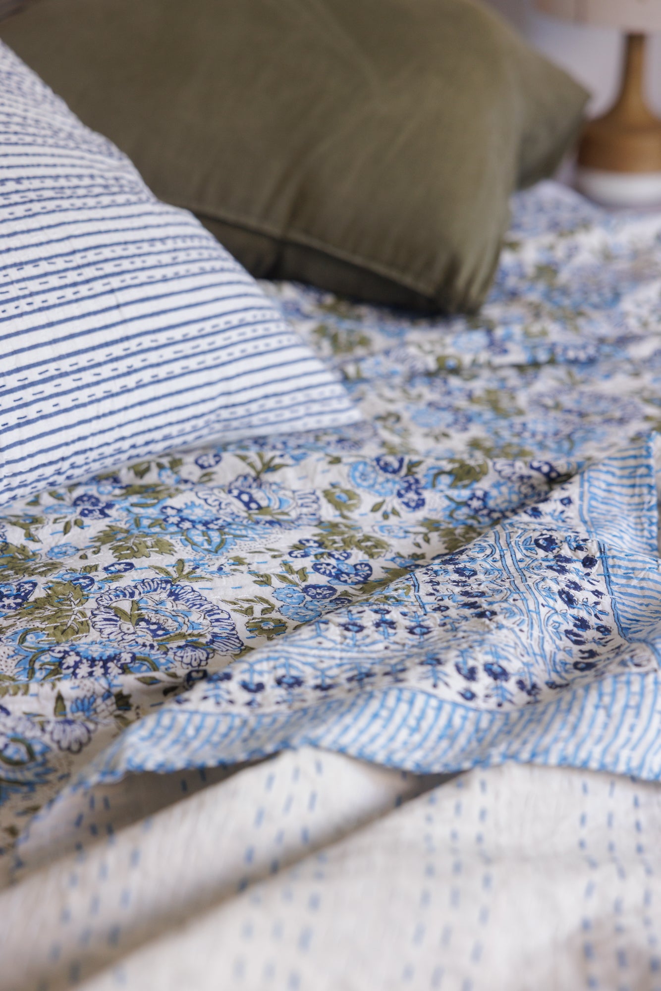 Kantha Quilt Seaside Flowers