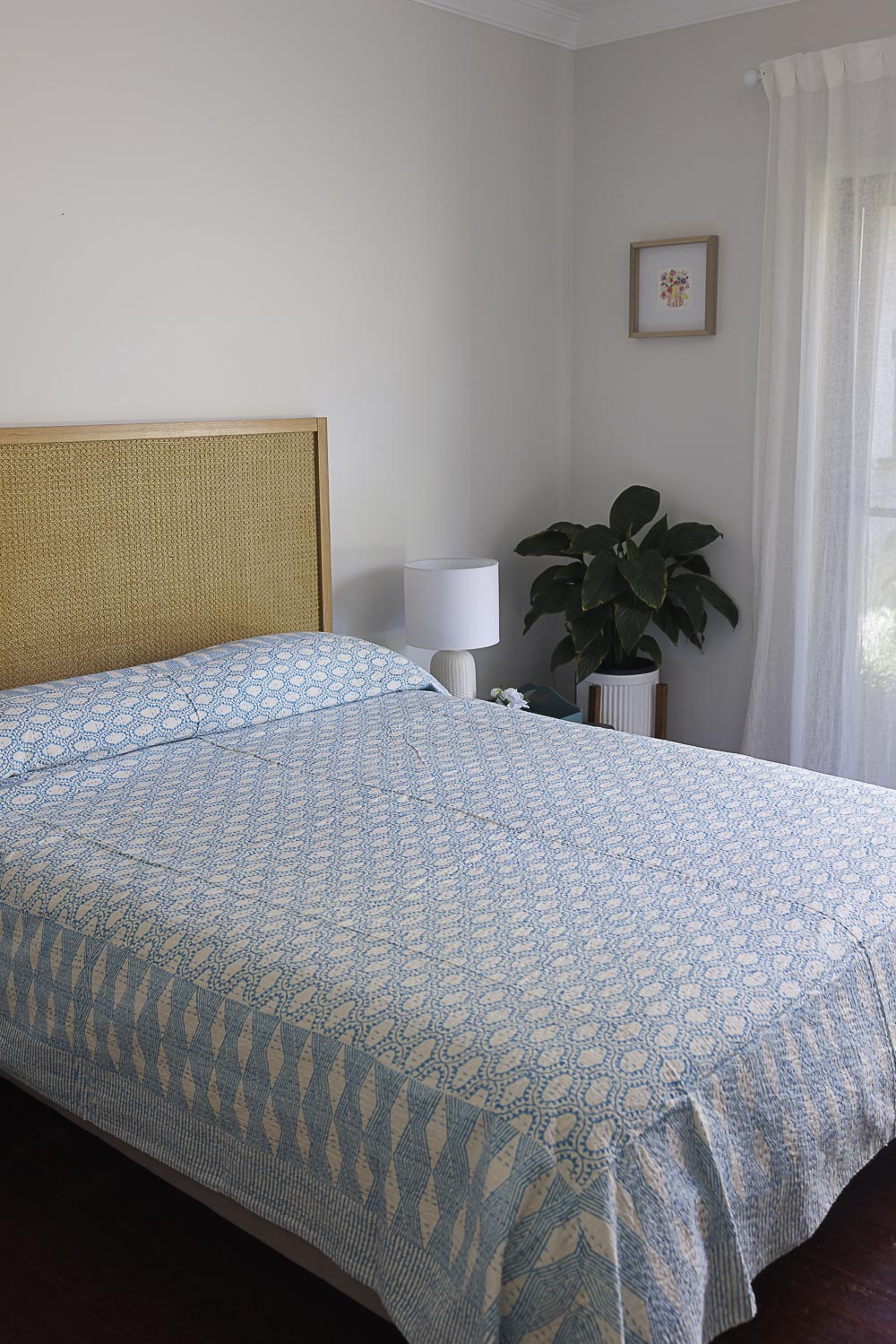 Kantha Quilt Turquoise Geo