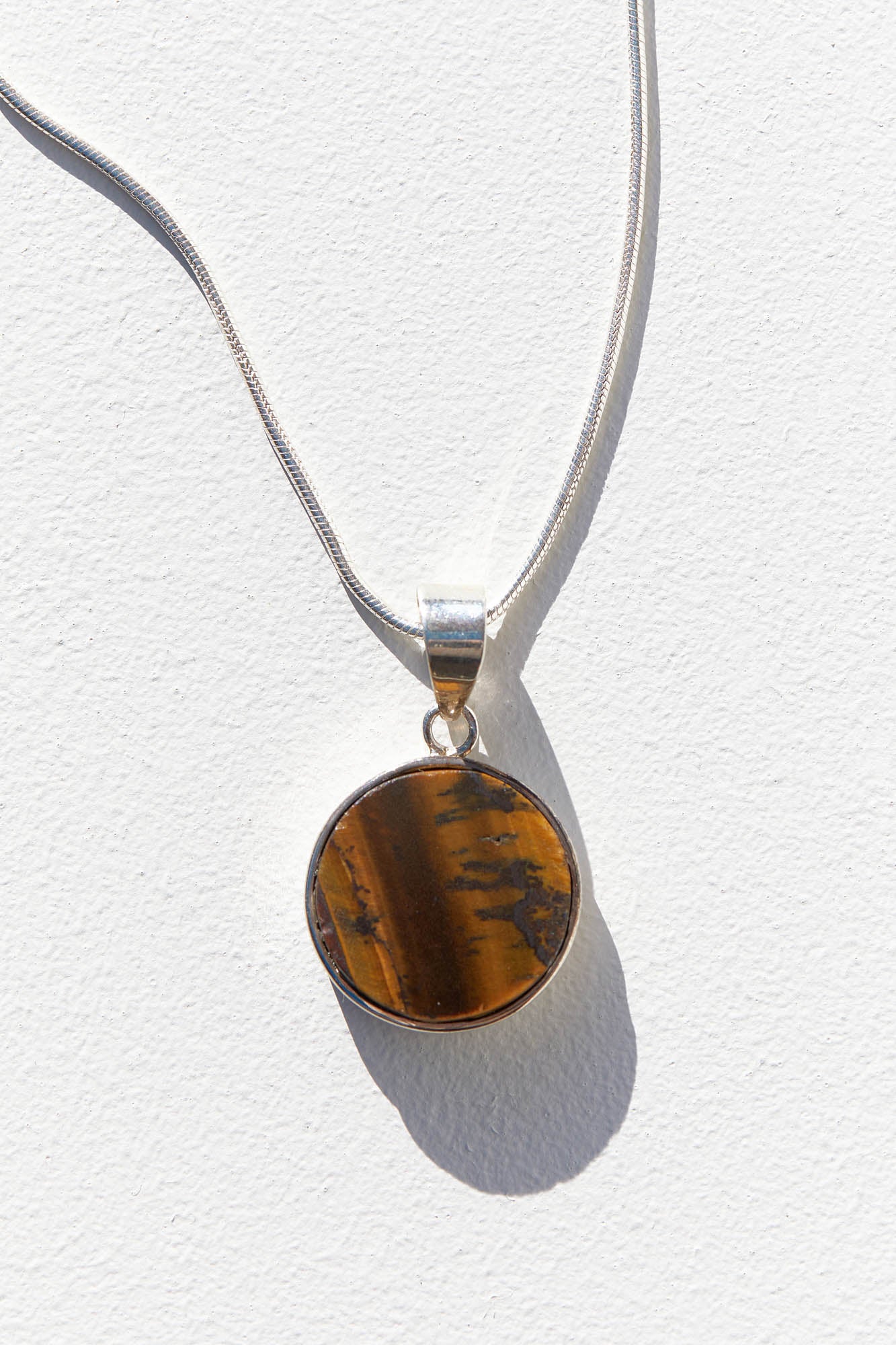 Tiger's Eye Round Pendant & Necklace