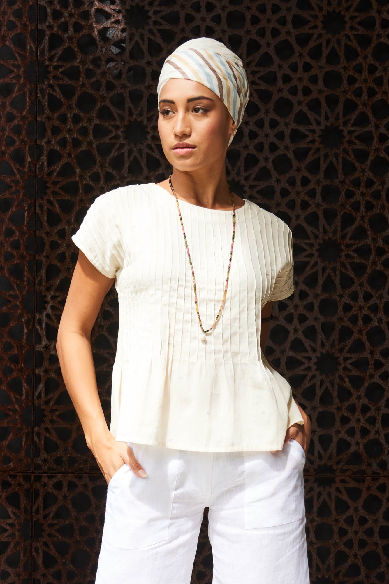 Tourmaline Long Necklace & Freshwater Pearl