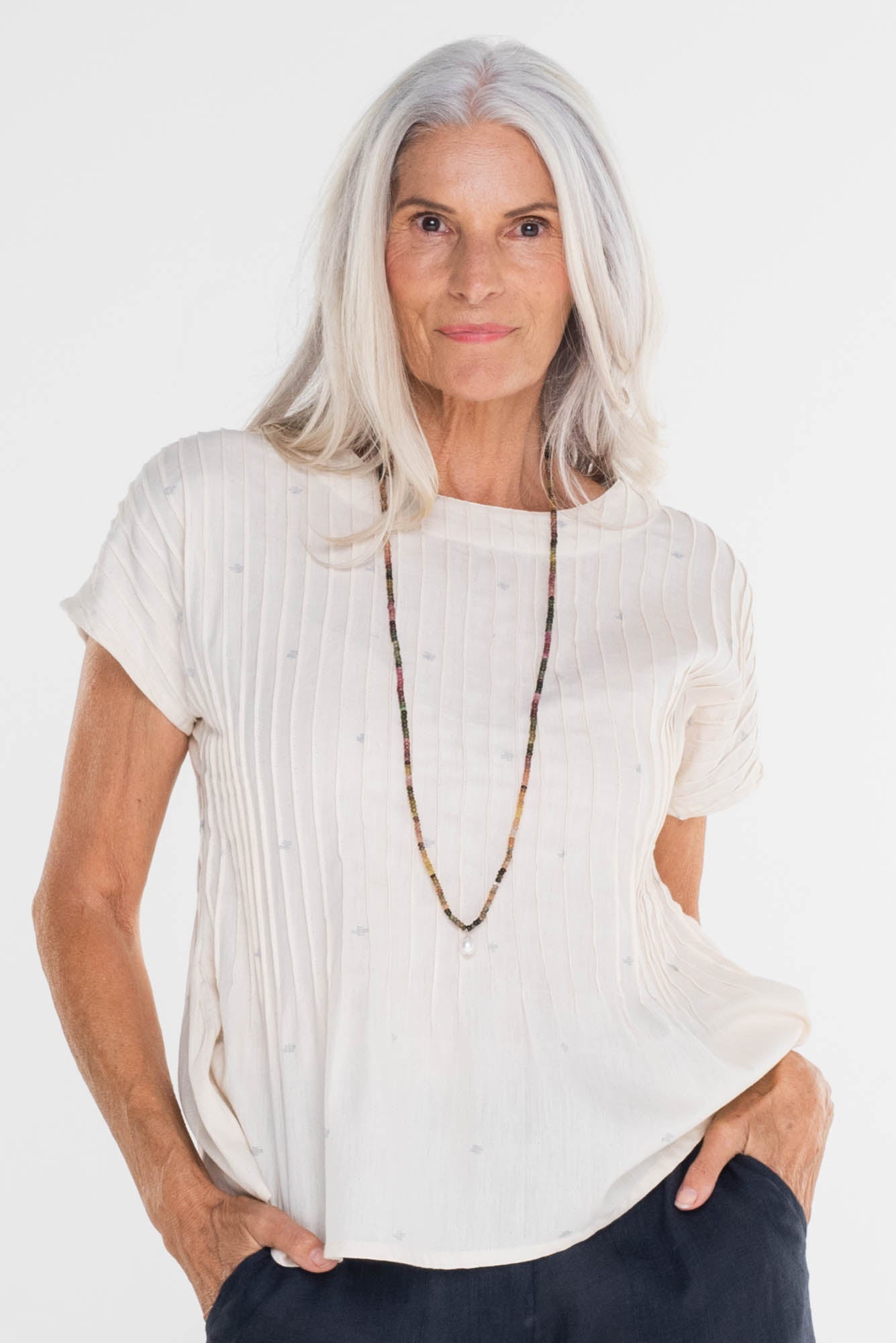 Tourmaline Long Necklace & Freshwater Pearl