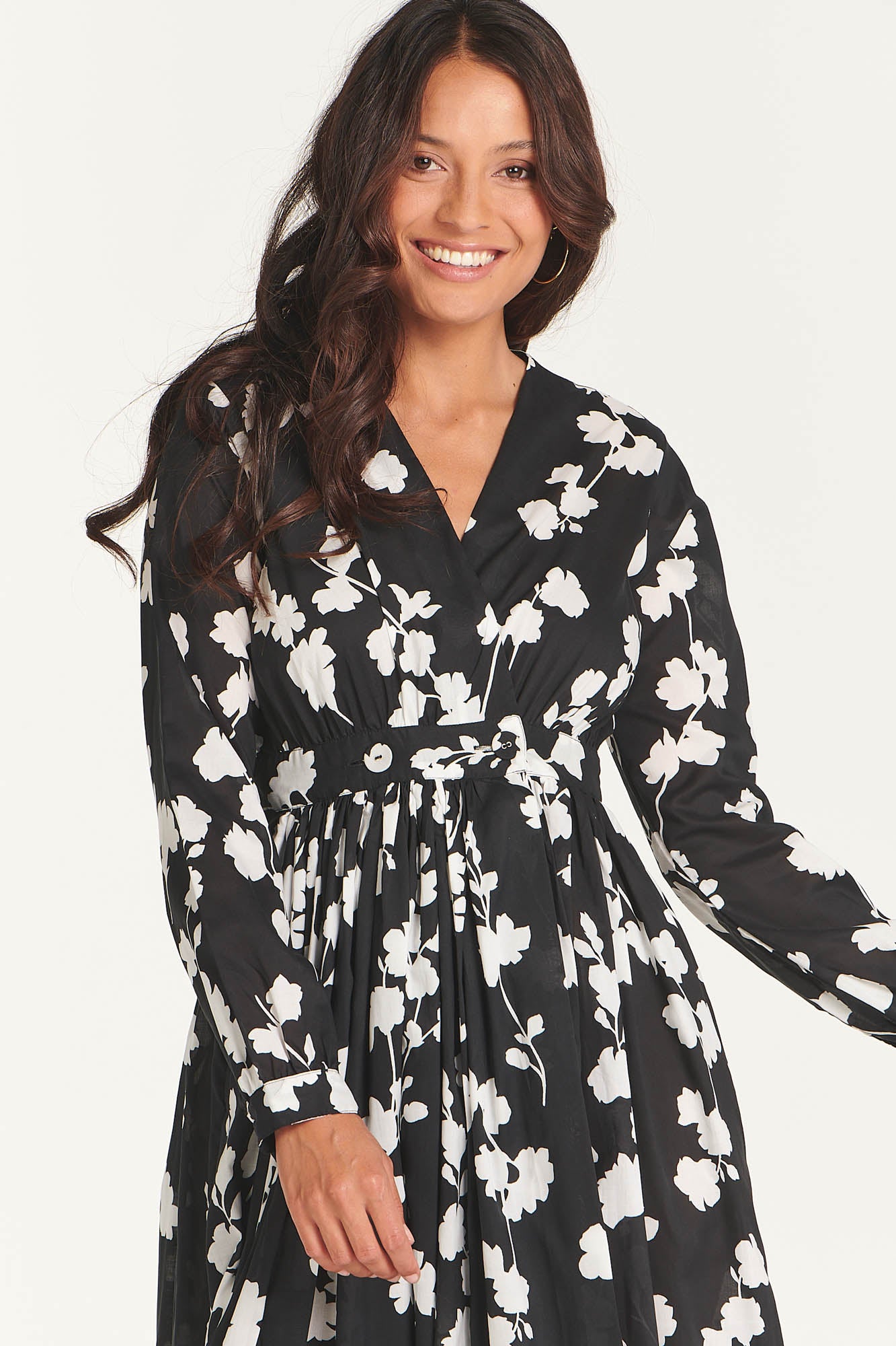 Leila Maxi Black White Floral