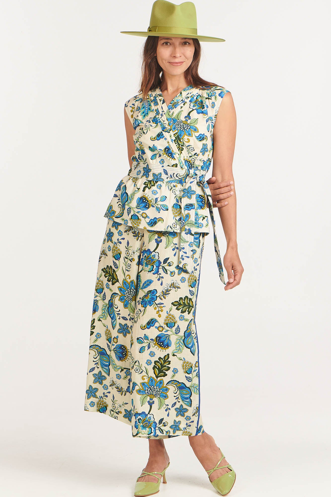 Luna Wrap Top Ivory Chintz