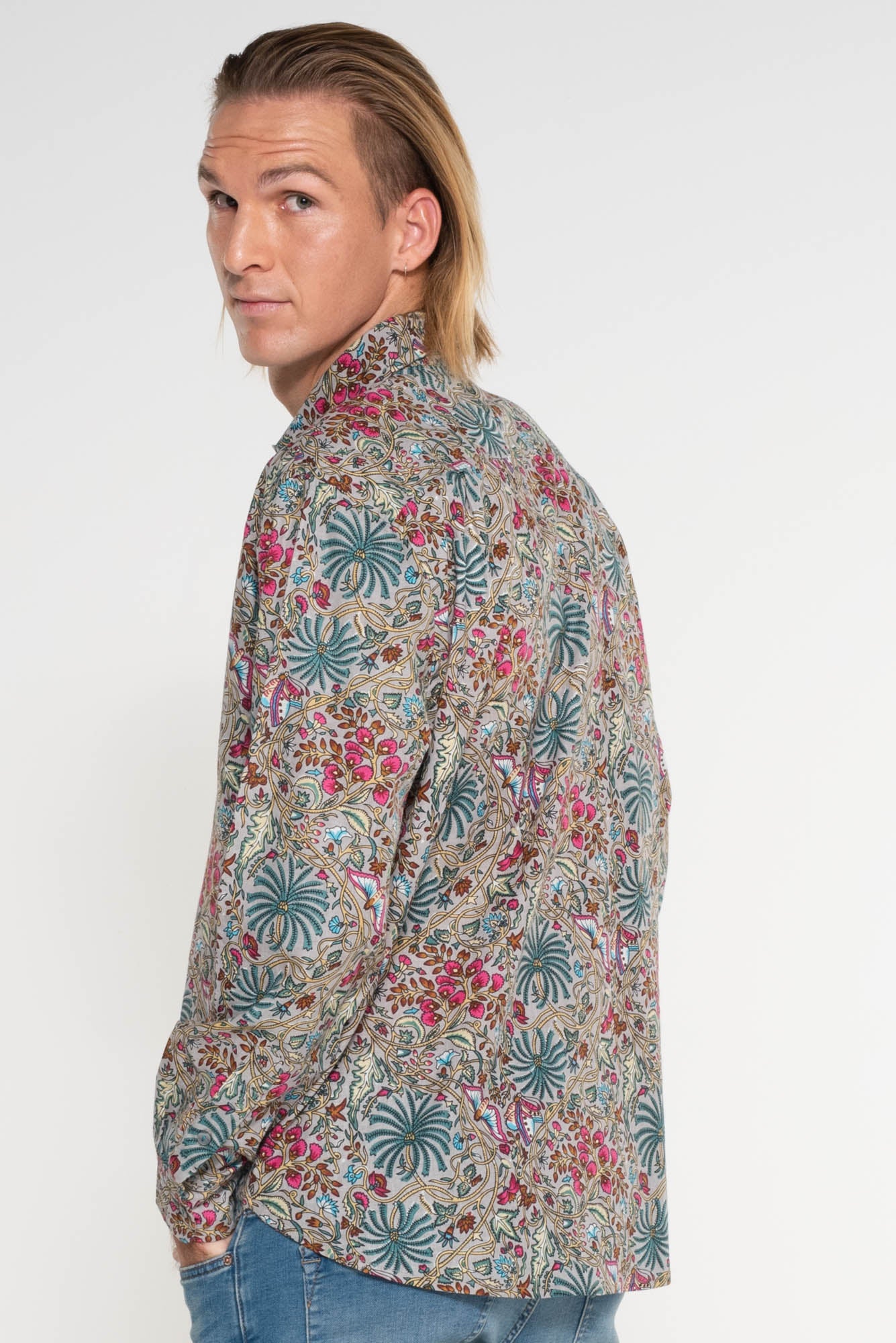 Mr Darcy Mens Shirt Silvery Butterfly