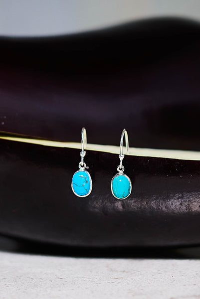 Green turquoise on sale earrings silver