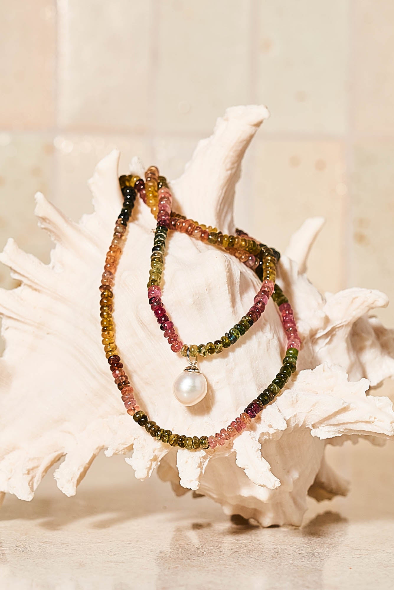 Tourmaline Necklace with Freshwater Pearl